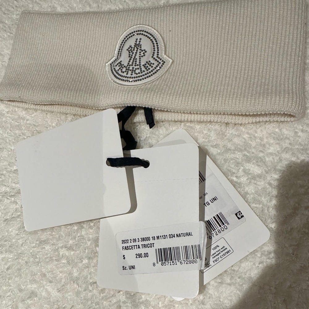 MONCLER CREAM WOOL HAIR BAND NWT - Picture 7 of 10